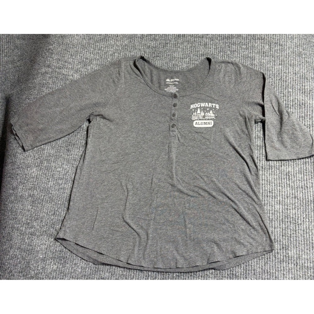 Harry Potter Wizarding World Hogwarts Alumni Gray Henley 3/4 Sleeve Shirt Size 1